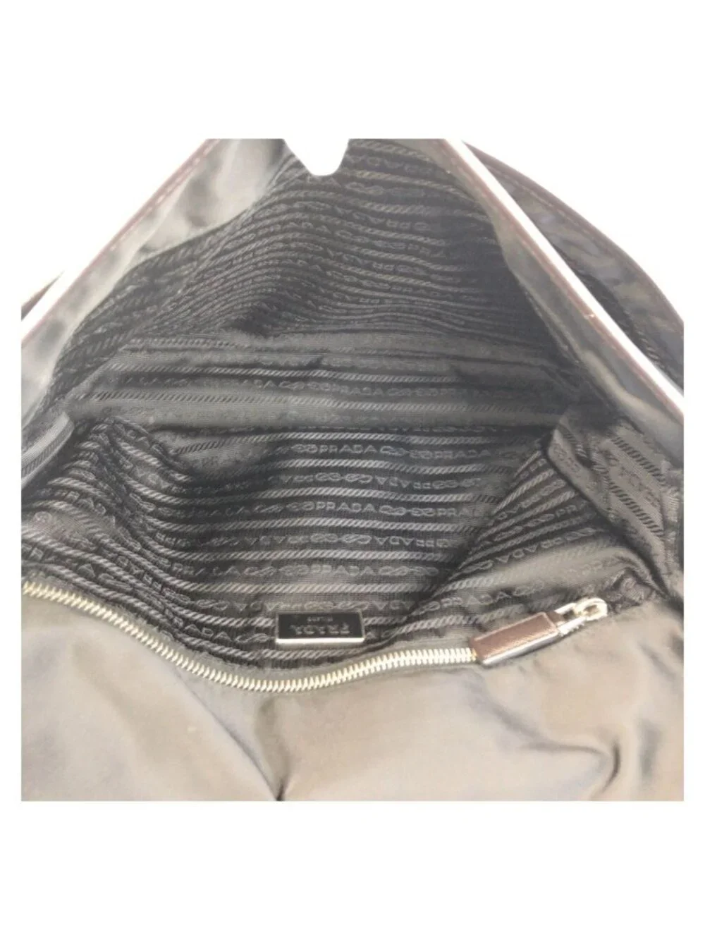 Prada Tessuto Black Silver Nylon Shoulder Bag